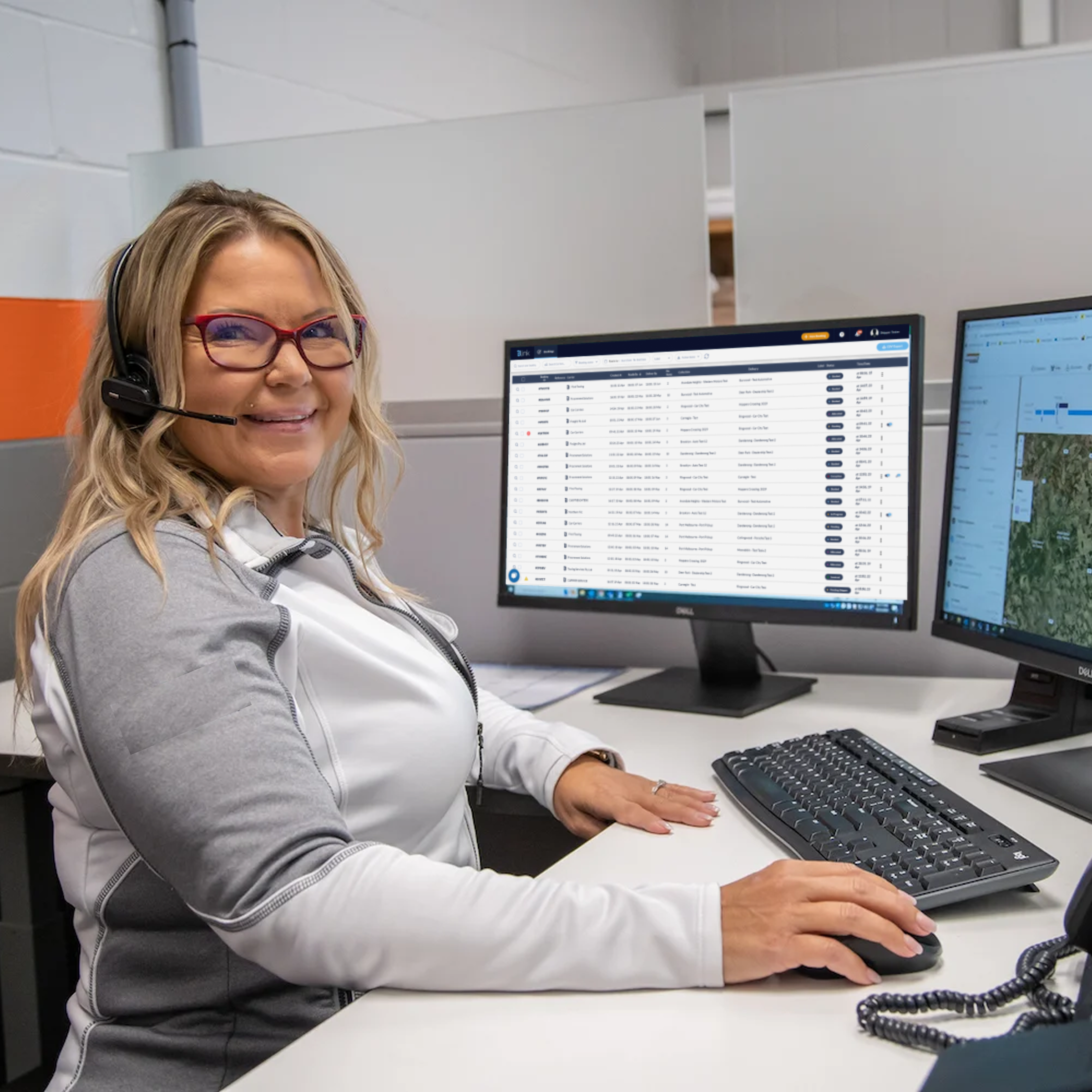 Professional working at desk managing transport operations