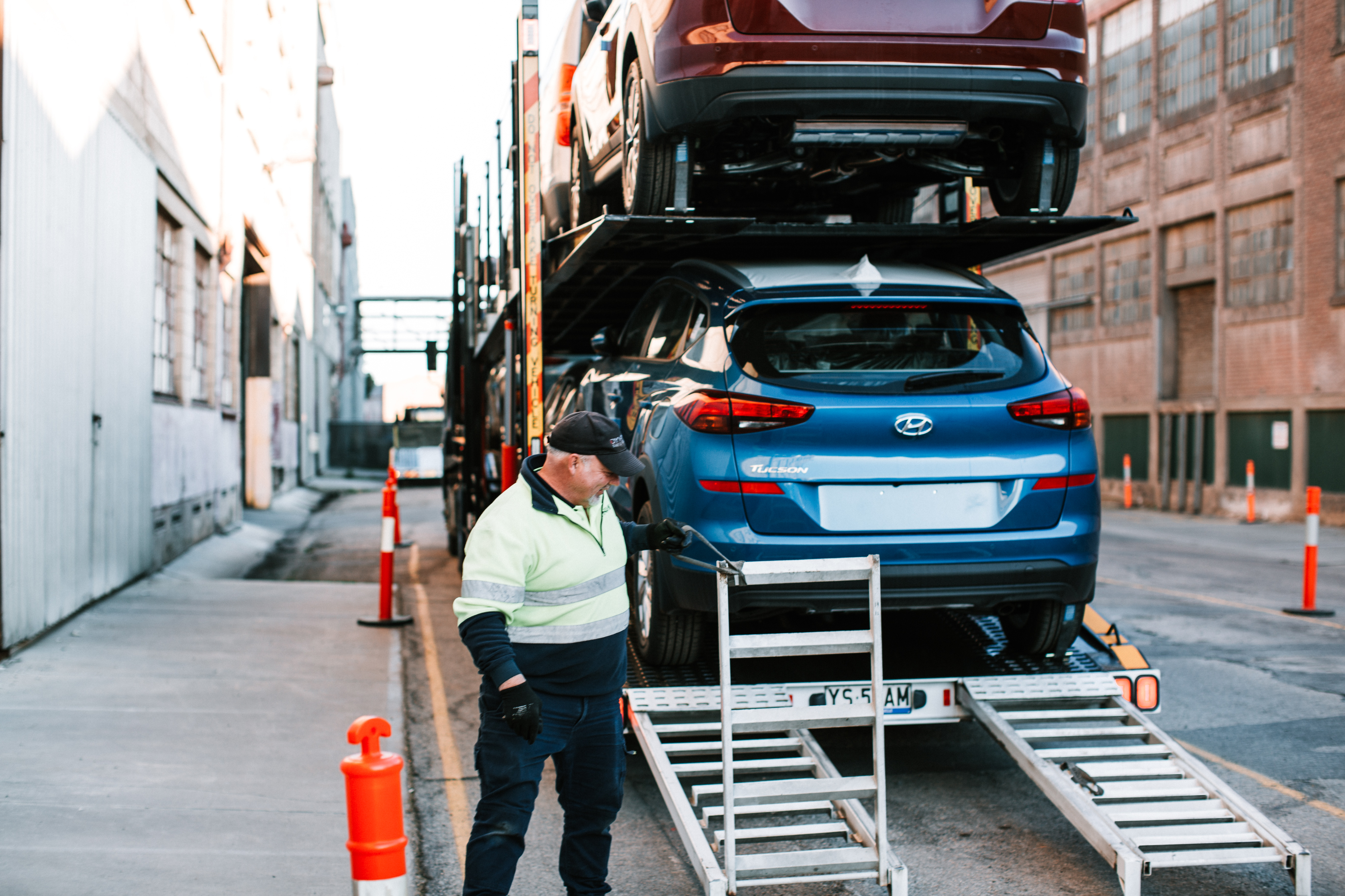 Vehicle carrier operation with driver loading cars